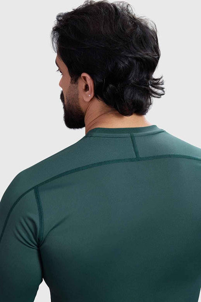 Forest green full sleeve T-shirt from Fuaark NZ, showcasing casual style and comfortable fit.