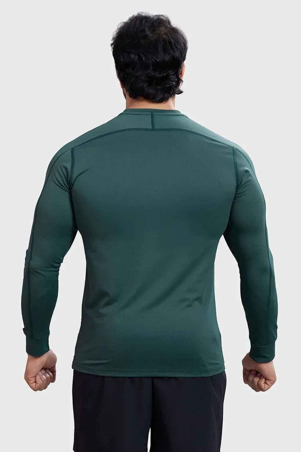 Forest green full sleeve T-shirt by Fuaark Nz, showcasing a casual and comfortable style with a simple design.