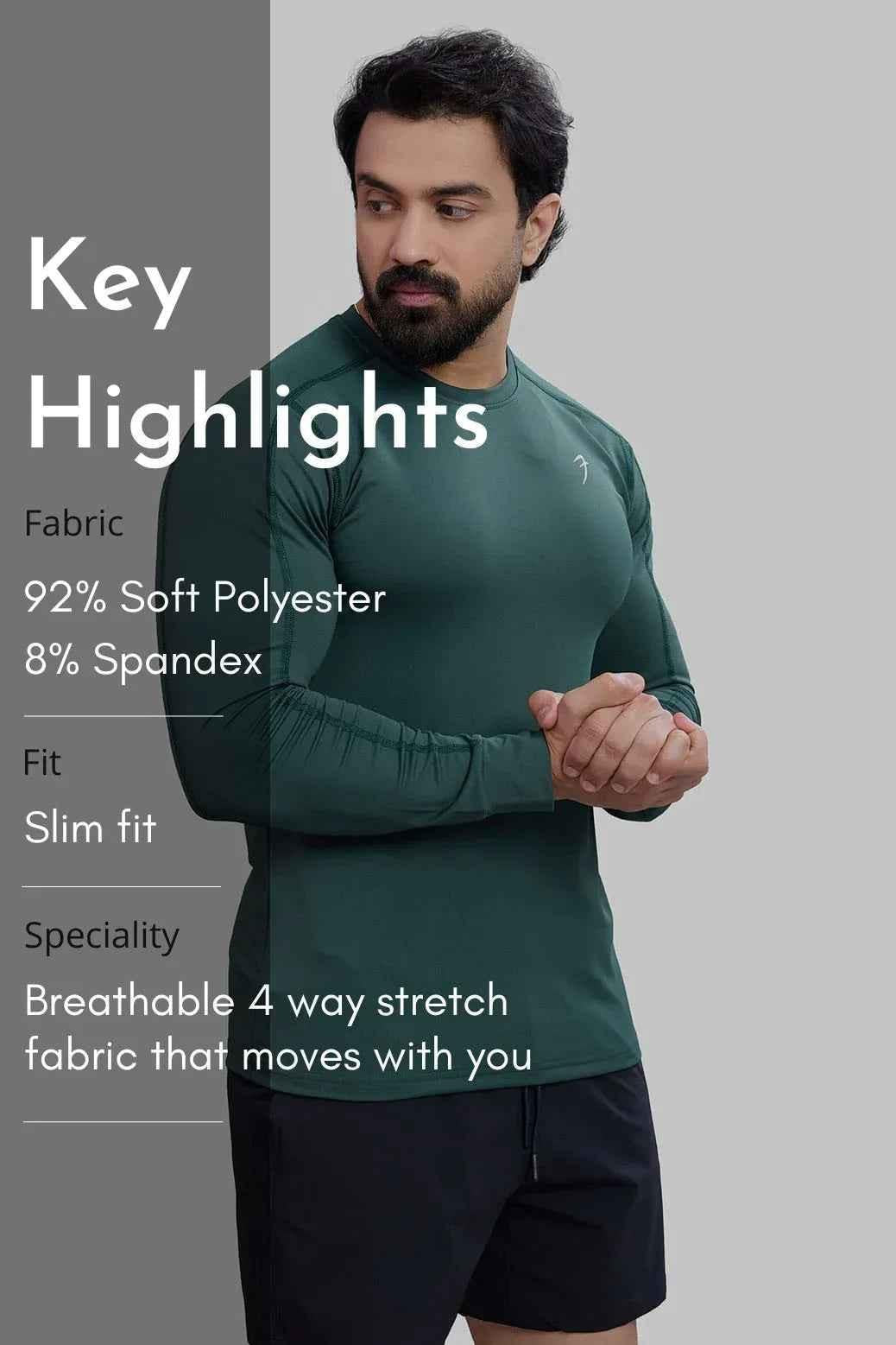 Forest green full sleeve T-shirt by Fuaark Nz, showcasing casual style and comfortable fit with long sleeves and a classic design.