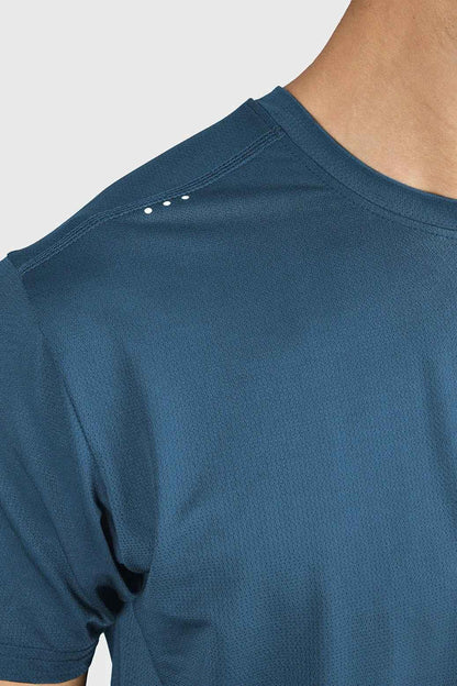 Fuaark Nz Orion Blue laser cut running T-shirt, lightweight athletic T-shirt with stylish laser details, ideal for running.