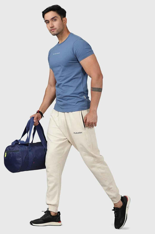 Fuaark Nz Legacy Crew Neck T-shirt in Dusk Blue, soft cotton casual T-shirt with a classic fit, displayed flat.