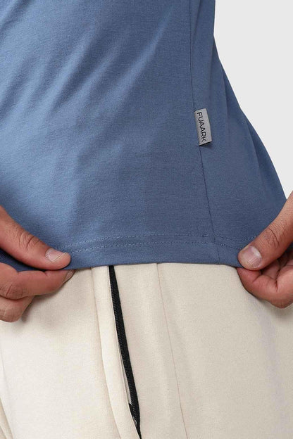 Fuaark Nz Legacy Crew Neck T-shirt in Dusk Blue, showing the soft fabric and classic fit on a plain background.