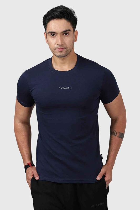 Navy Fuaark Nz Legacy Crew Neck T-shirt, casual men's T-shirt with soft fabric and classic fit, front view.