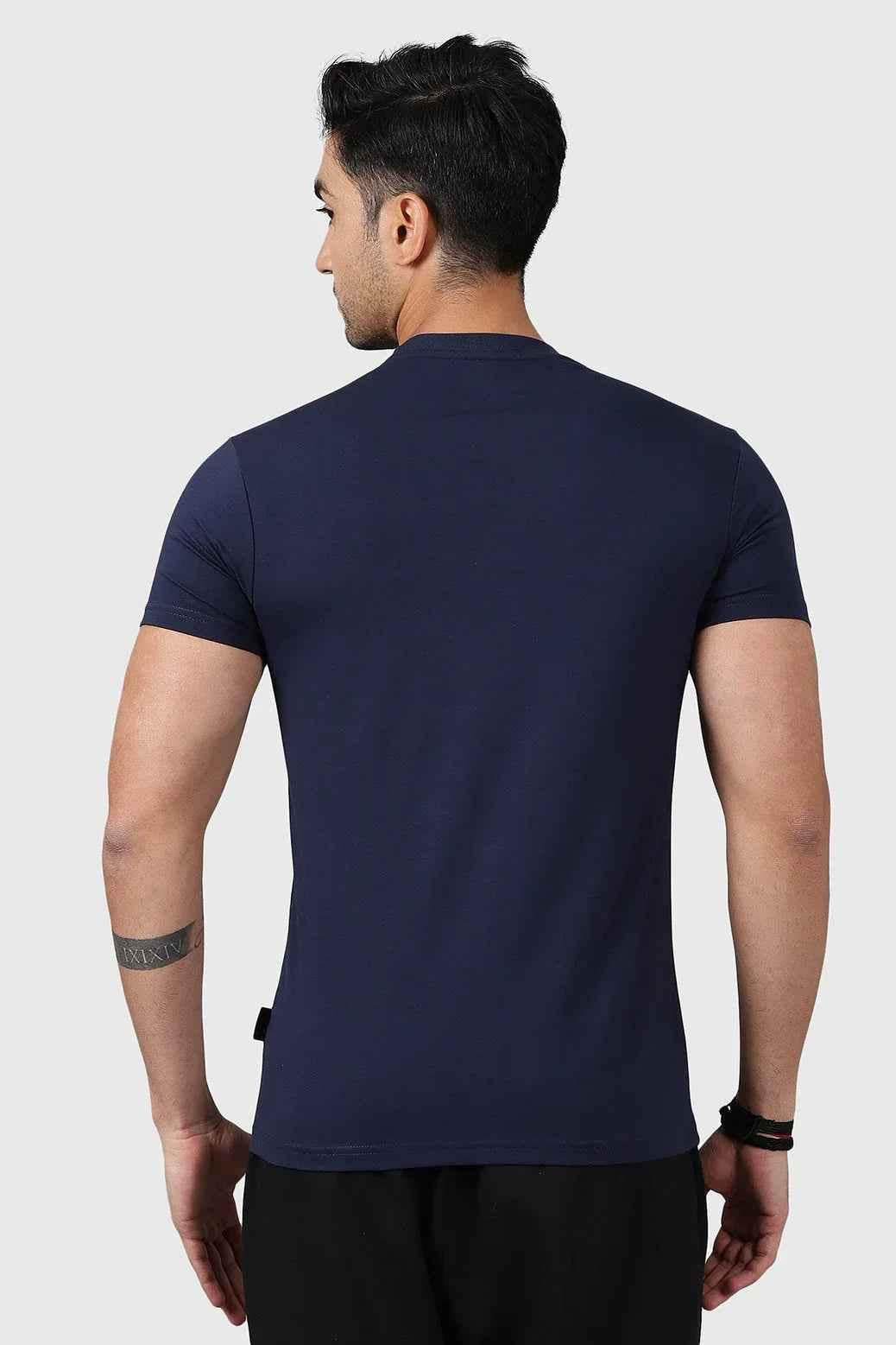 Navy Fuaark Nz Legacy Crew Neck T-shirt displayed flat, showcasing soft cotton fabric and classic fit for casual wear.