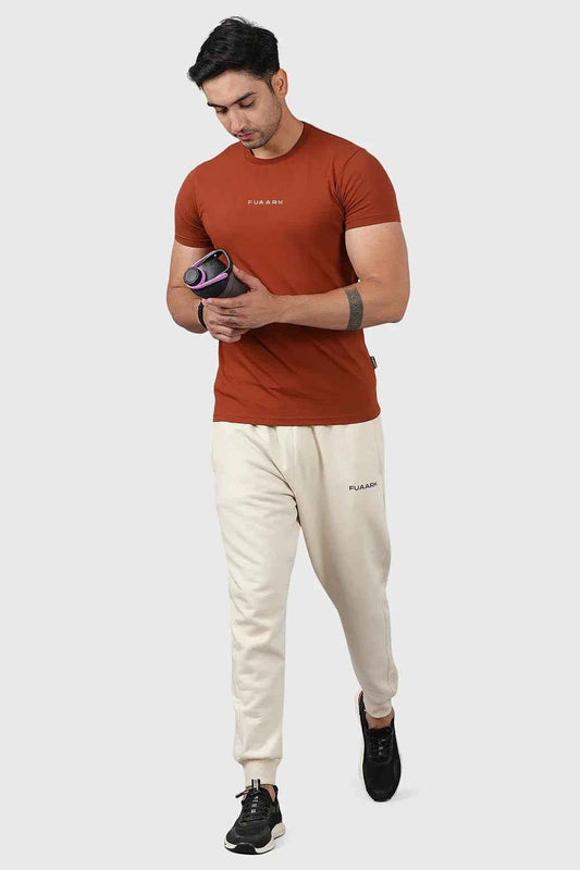 Fuaark Nz Legacy Crew Neck T-shirt in Salsa Brown, casual men's t-shirt with a classic fit and soft fabric.