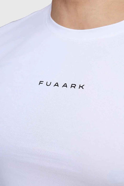 White Fuaark Nz Legacy Crew Neck T-shirt, casual cotton tee with classic fit, displayed flat on a neutral background.