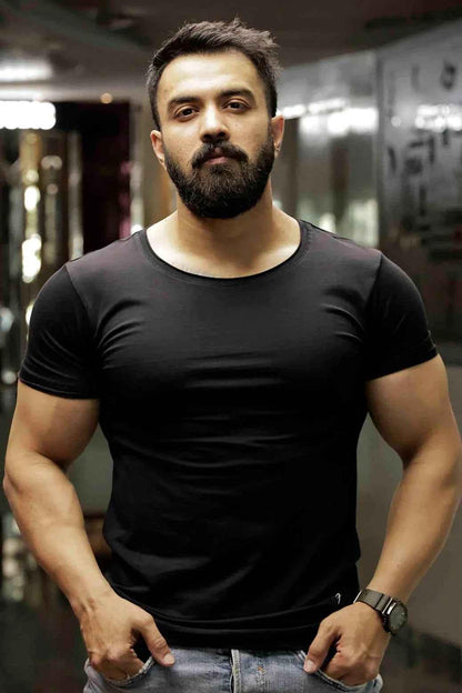 Black Fuaark Nz Legacy Scoop Neck T-shirt displayed flat with short sleeves and a classic fit.