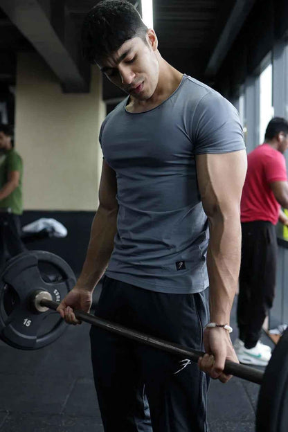 Grey Legacy Scoop Neck T-shirt by Fuaark NZ, showcasing a comfortable fit and classic design on a plain background.