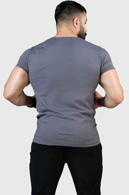 Grey Fuaark Nz Legacy Scoop Neck T-shirt displayed flat, showcasing its soft fabric and classic fit.