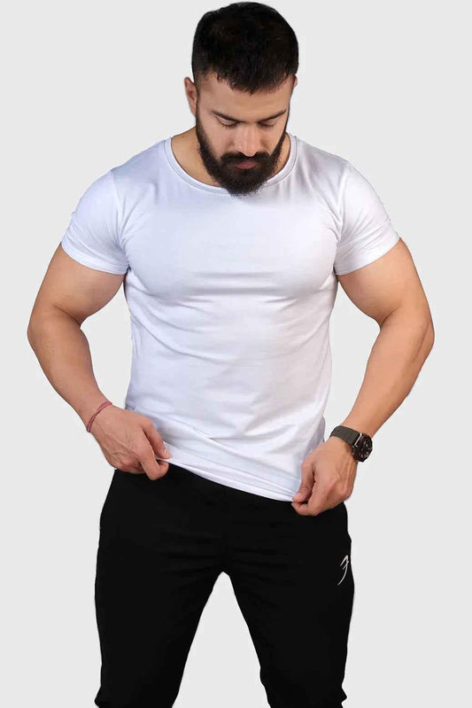 White Legacy Scoop Neck T-shirt by Fuaark Nz, showcasing a classic fit and smooth fabric on a plain background.