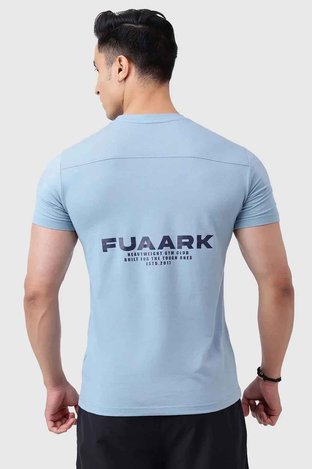 Light blue Pulse T-Shirt by Fuaark Nz featuring a casual, stylish design, perfect for comfortable wear on various occasions.