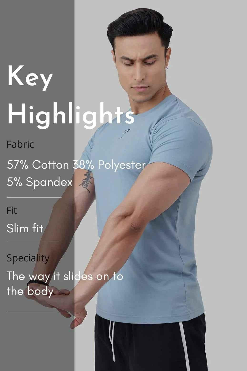 Light blue Fuaark Nz Pulse T-Shirt, showcasing a stylish and comfortable fit, ideal for casual occasions.