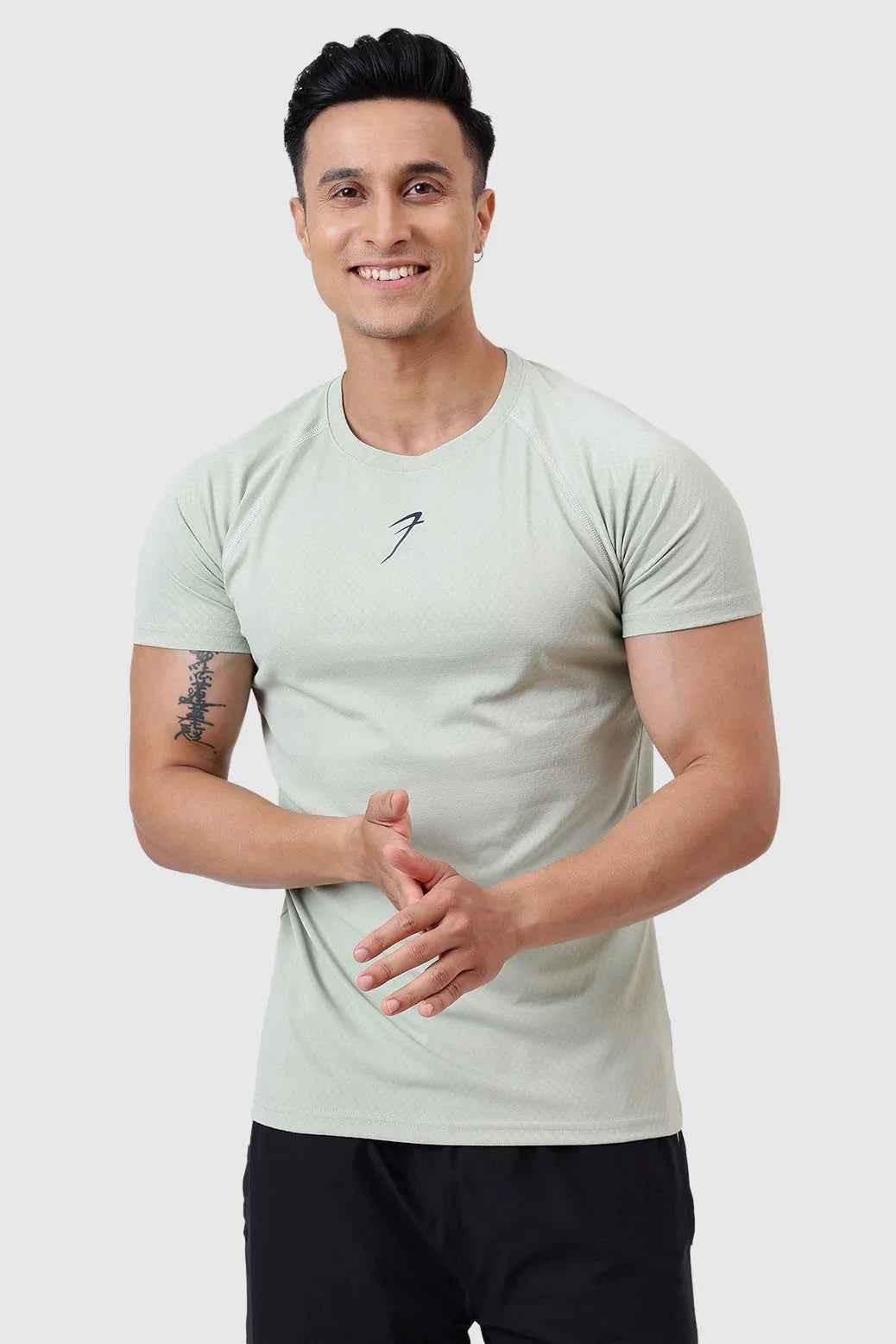 Light green grain T-shirt from Fuaark Nz featuring a comfortable fit and stylish design, perfect for casual wear.