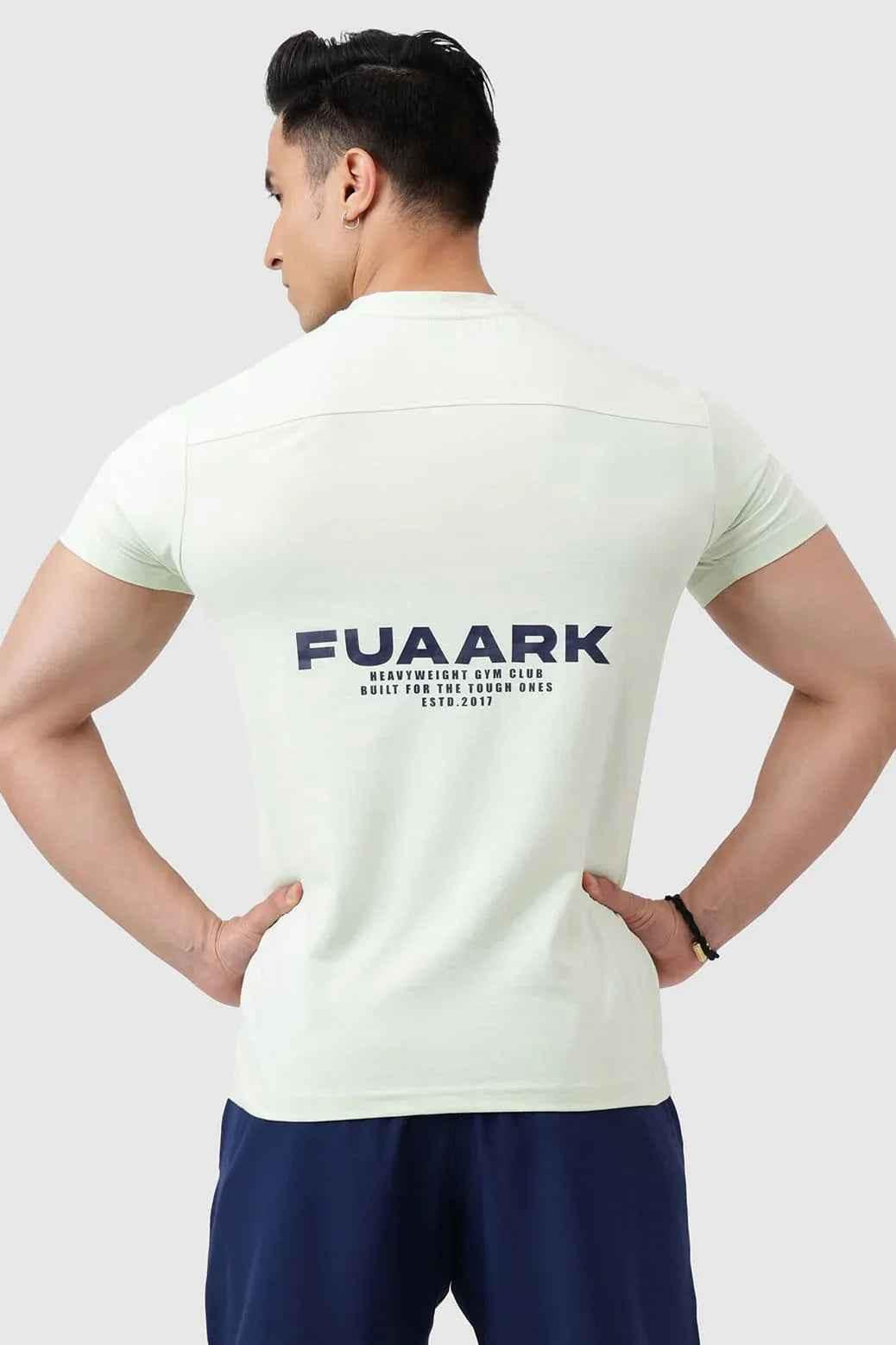 Light green Pulse T-shirt by Fuaark Nz, trendy and comfortable casual tee with a relaxed fit on a plain background.