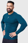 Men's Teal Compression Long Sleeve Shirt - Breathable, Quick-Dry Gym Top