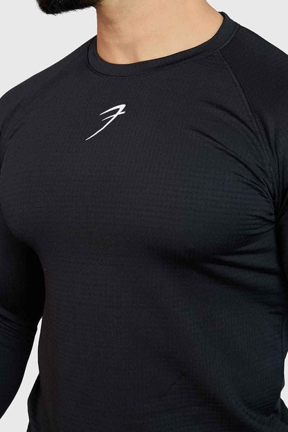 Fuaark Nz black fullsleeve T-shirt in midnight color, comfortable fit, casual style, made for everyday wear.