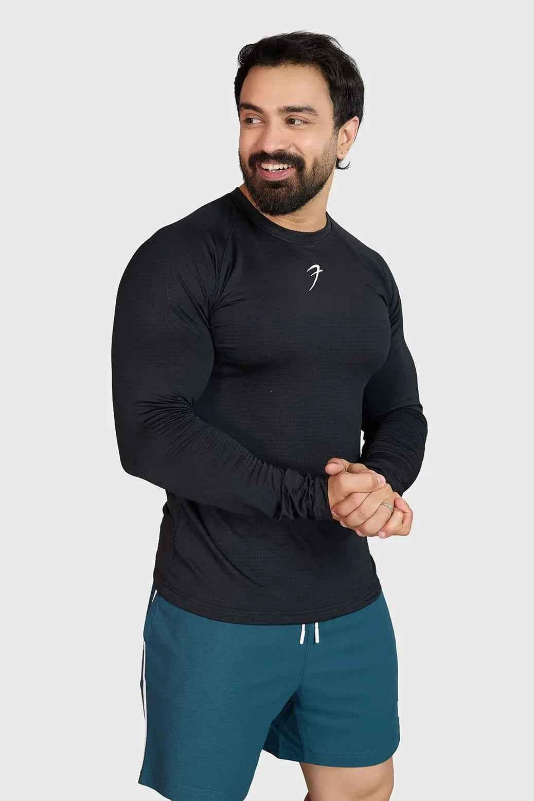 Fuaark Nz black full-sleeve T-shirt featuring a comfortable fit and sleek midnight design, ideal for casual style.
