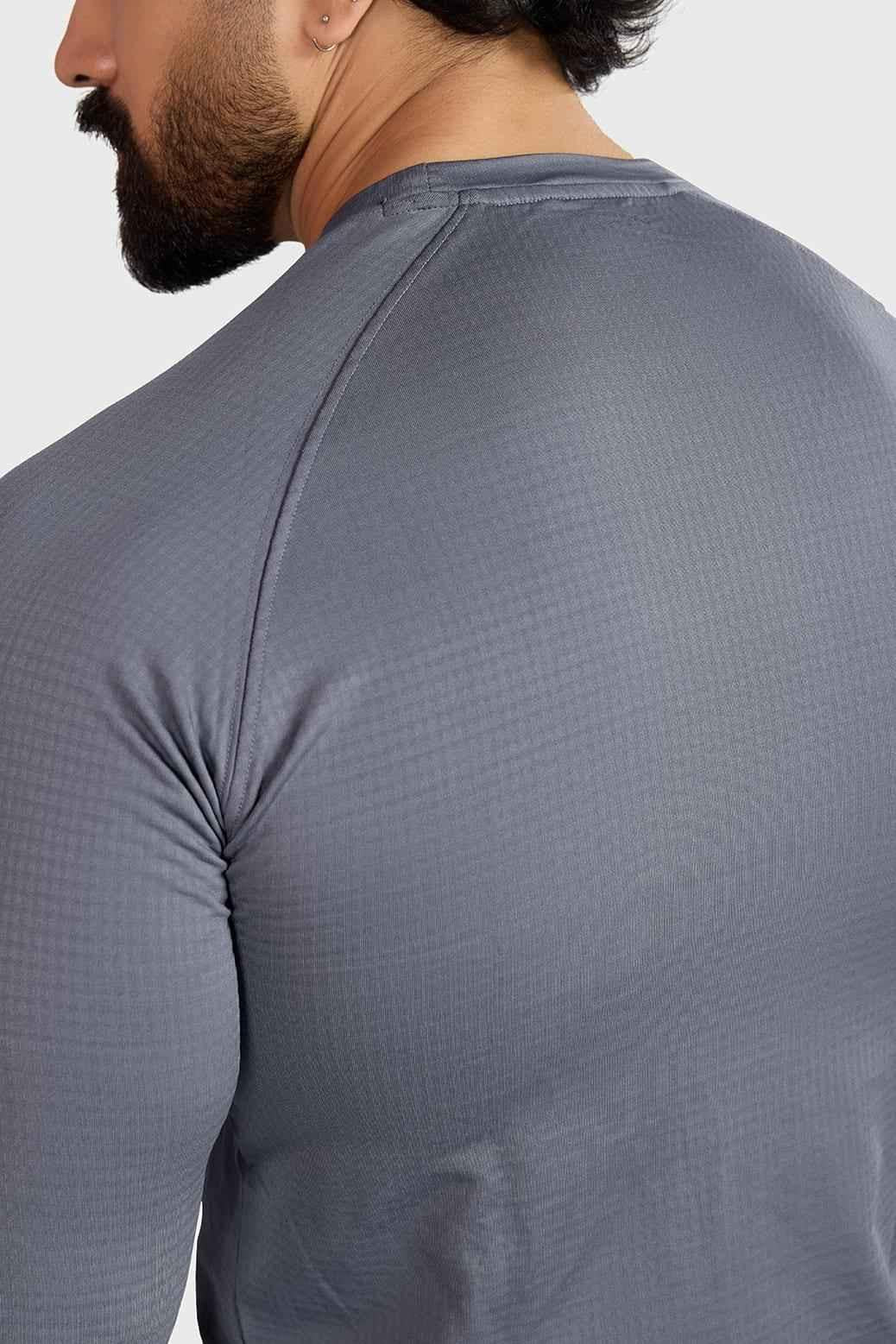 Light grey Fuaark Nz full-sleeves T-shirt featuring a casual fit and soft fabric, ideal for everyday wear.
