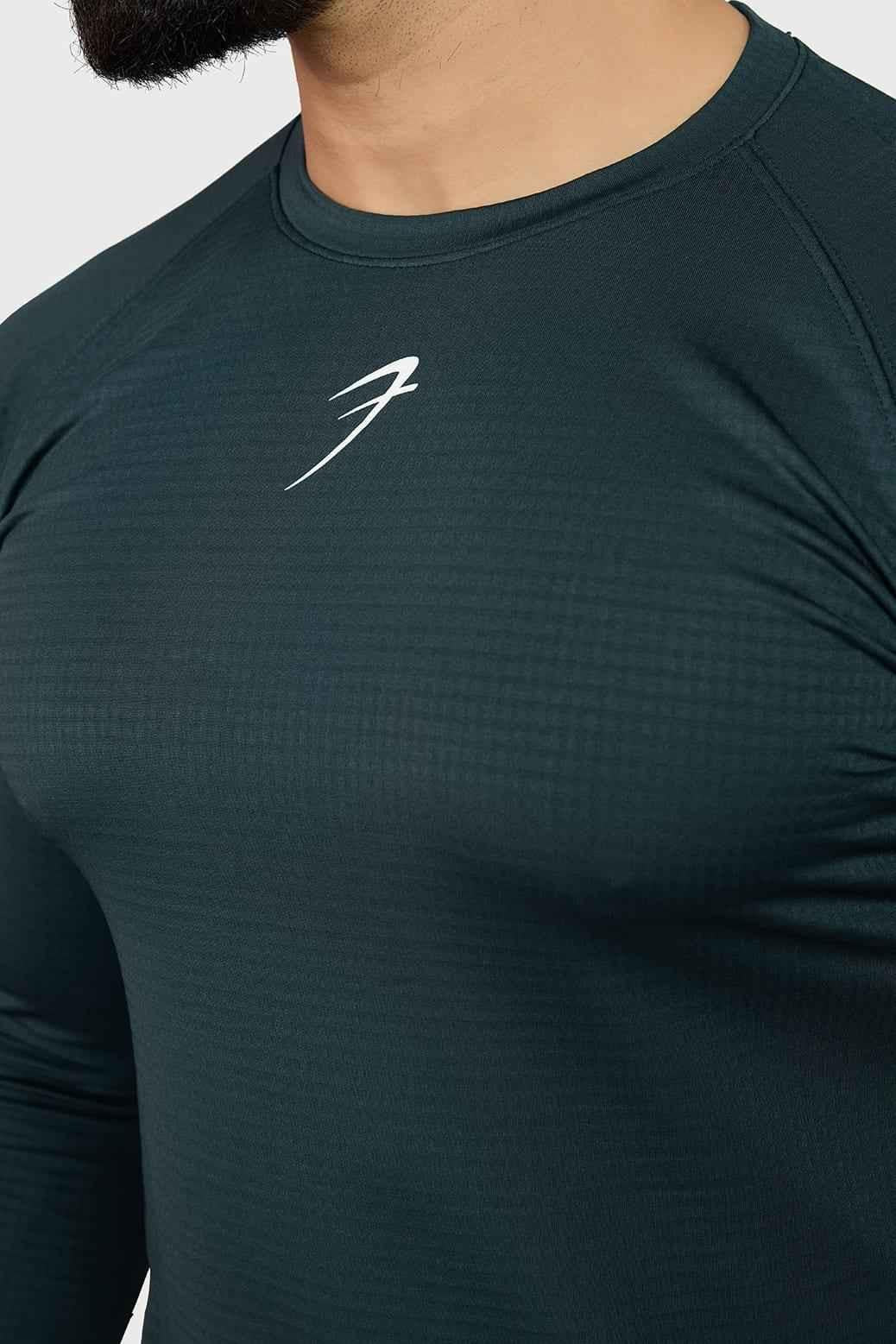 Sea green full-sleeve T-shirt by Fuaark Nz, showcasing a casual fit and soft fabric, perfect for everyday wear.