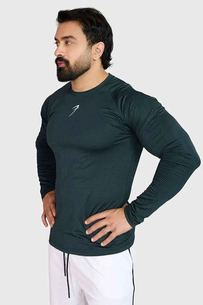 Sea green full-sleeve T-shirt from Fuaark NZ featuring a comfortable fit and casual style.