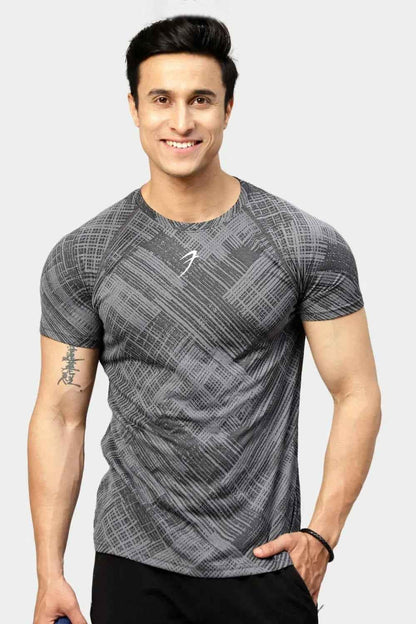 Fuaark Nz Ozone Jacquard T-shirt in coal color, casual men's T-shirt with textured jacquard fabric front and round neckline.