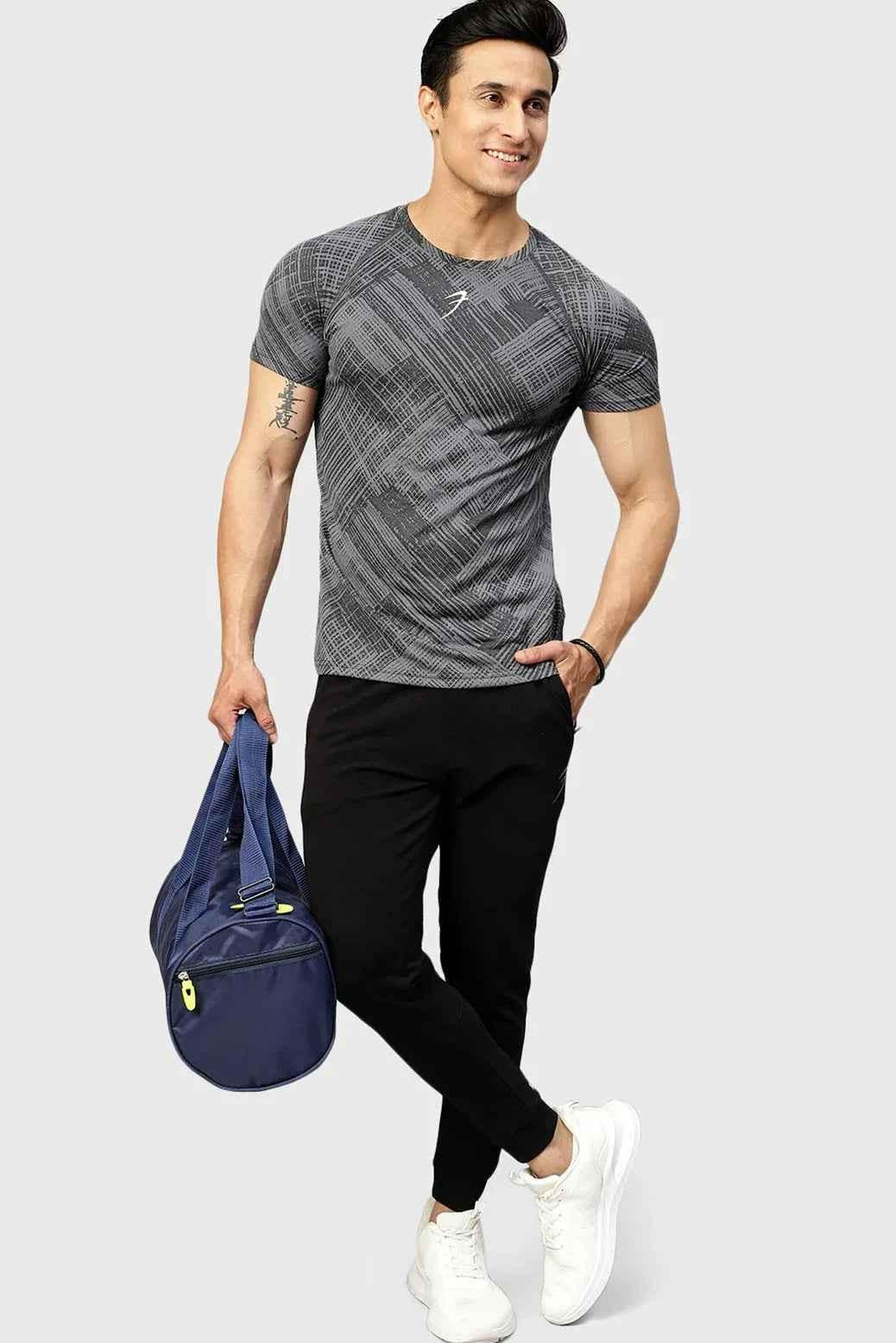 Fuaark Nz Ozone Jacquard T-shirt in coal color, featuring detailed jacquard pattern, short sleeves, and classic fit.