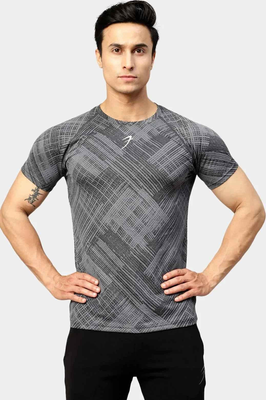 Fuaark Nz Ozone Jacquard T-shirt in coal color, casual men's T-shirt with textured jacquard fabric and branding details.