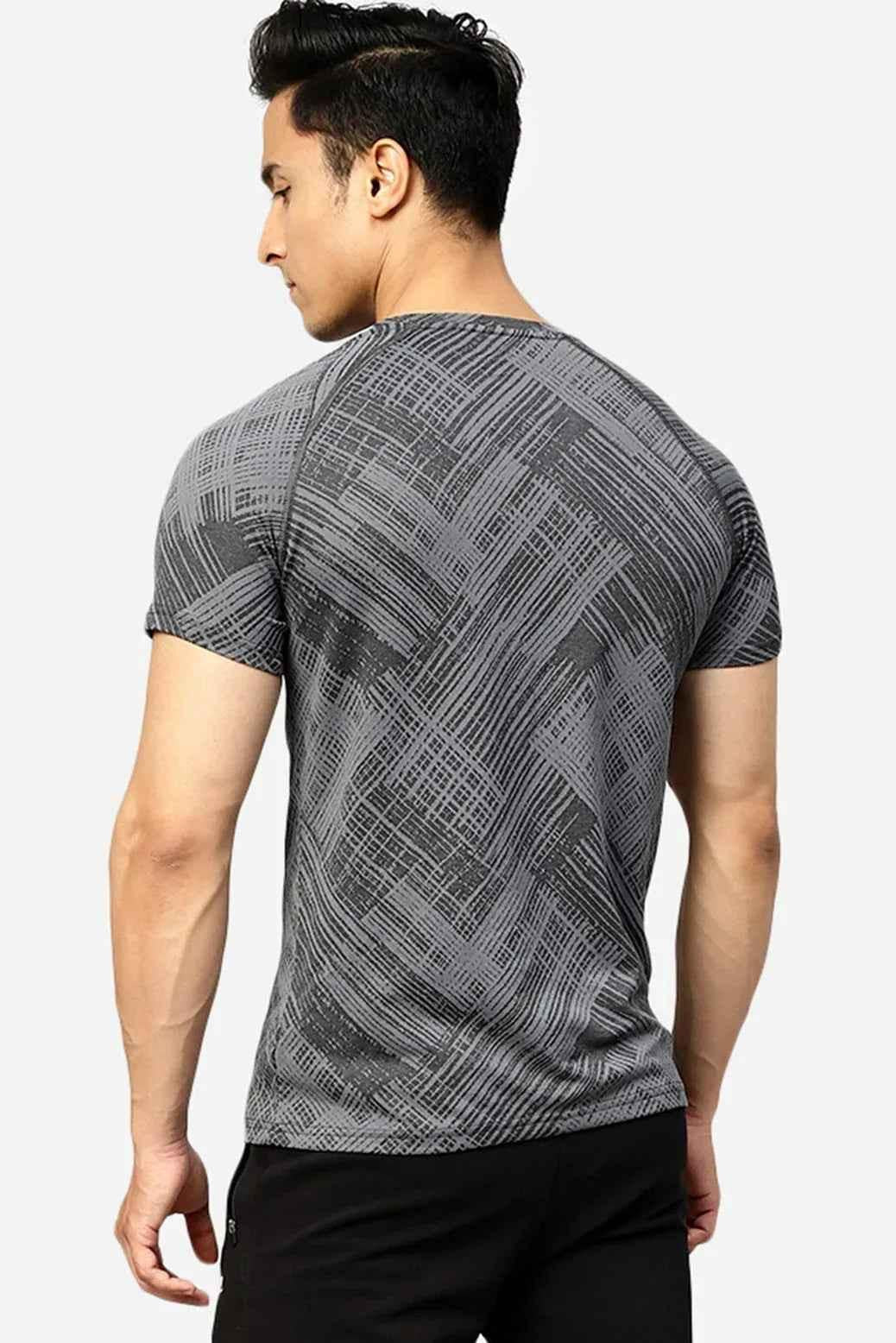 Fuaark Nz Ozone Jacquard T-shirt in coal color, featuring intricate jacquard pattern, casual men's T-shirt.
