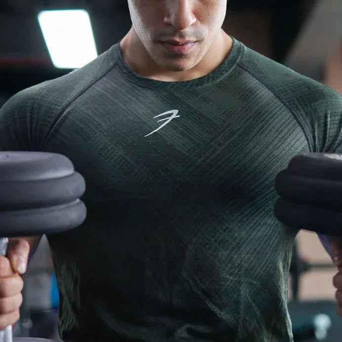 Green Ozone Jacquard T-shirt by Fuaark Nz featuring detailed jacquard fabric and a casual fit.