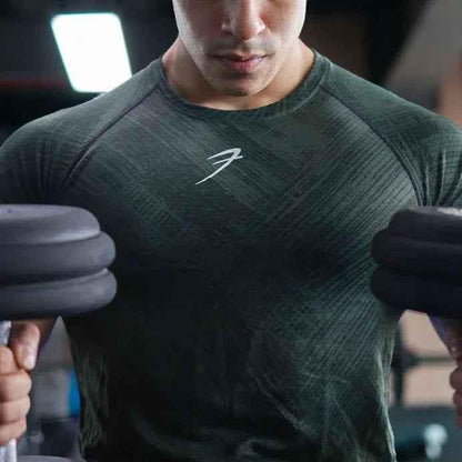 Green Ozone Jacquard T-shirt by Fuaark Nz featuring detailed jacquard fabric and a casual fit.