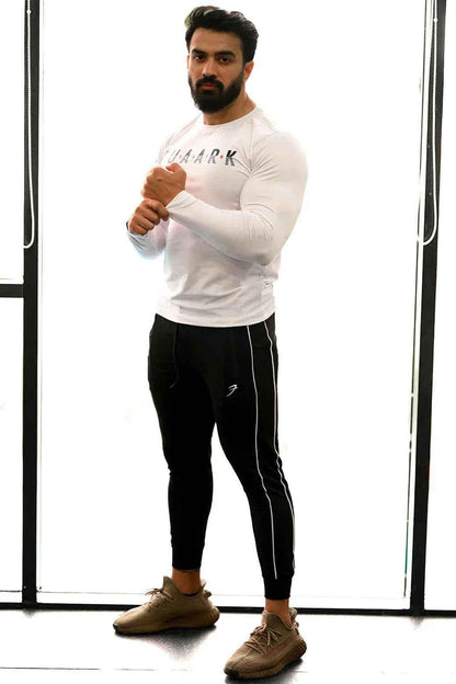 White Peak Fullsleeves T-shirt by Fuaark NZ, showcasing a comfortable fit and classic design.