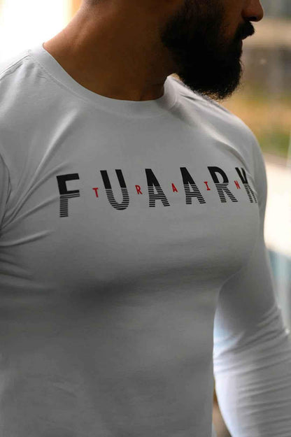 White Peak Fullsleeves T-shirt by Fuaark Nz, showcasing a comfortable fit and casual style with long sleeves.