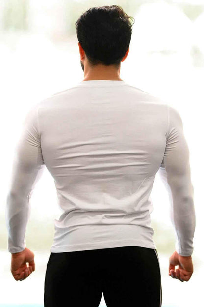 White Peak Fullsleeves T-shirt by Fuaark NZ, shown flat with long sleeves and round neckline.