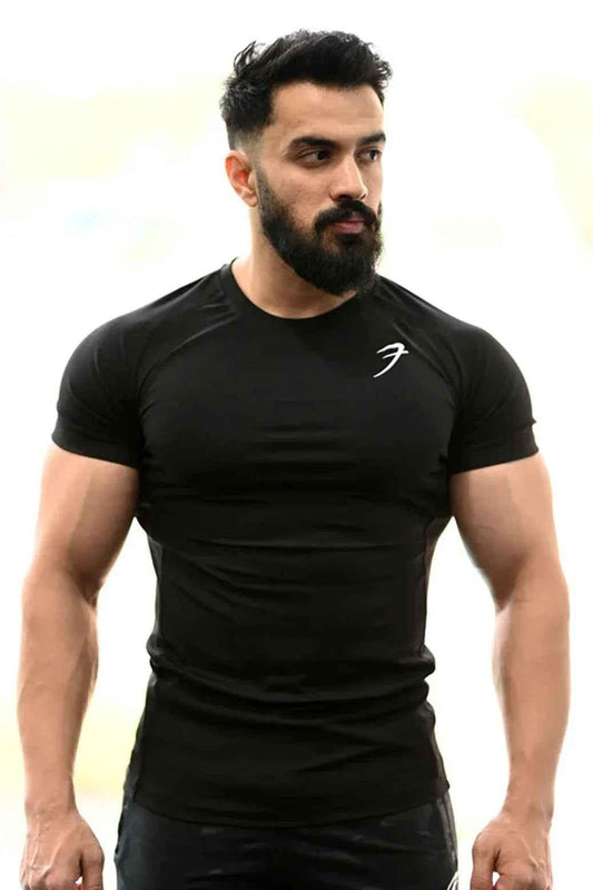 Black Fuaark Nz performance T-shirt, casual fit, soft fabric, with logo detail visible on the front.