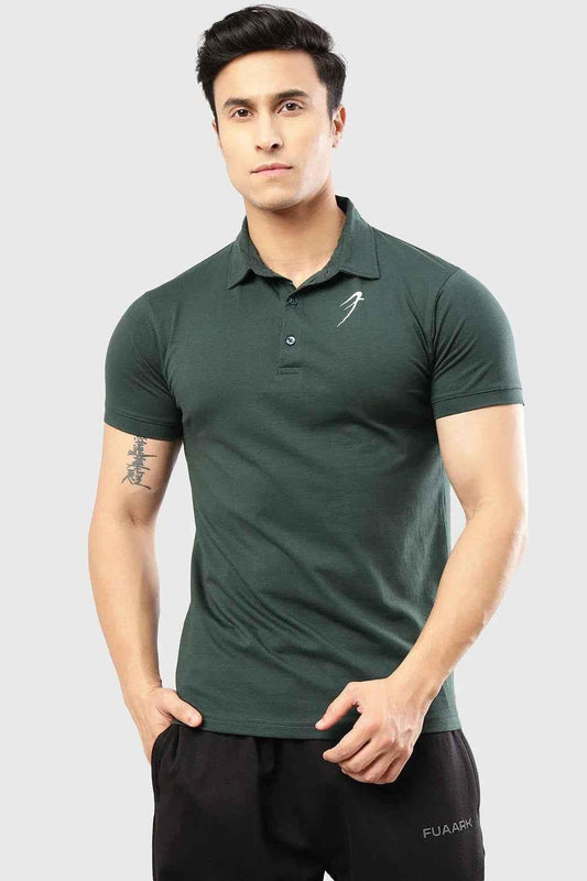 Green Polo T-shirt by Fuaark NZ, casual short-sleeve T-shirt with a classic collar and button placket.
