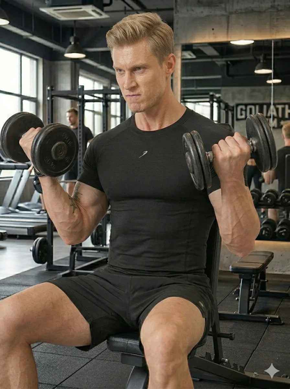 Fuaark Nz Power Black Seamless Workout T-Shirt with moisture-wicking fabric and 4-way stretch for comfortable active wear.
