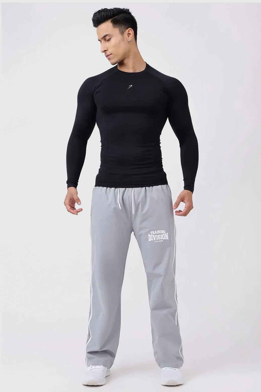 Black Fuaark Nz Power Seamless Full Sleeves T-Shirt, comfortable and stylish, shown on a model with a plain background.