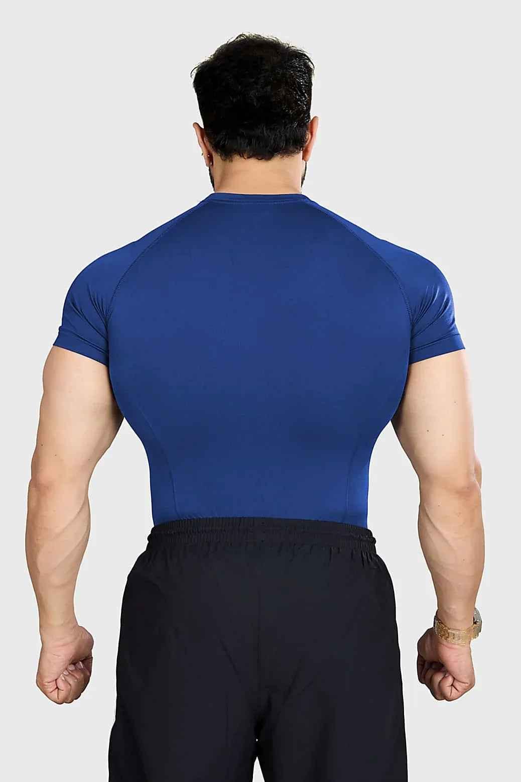 Blue Power Seamless T-shirt by Fuaark Nz featuring a logo, made from lightweight, breathable fabric for comfortable wear.