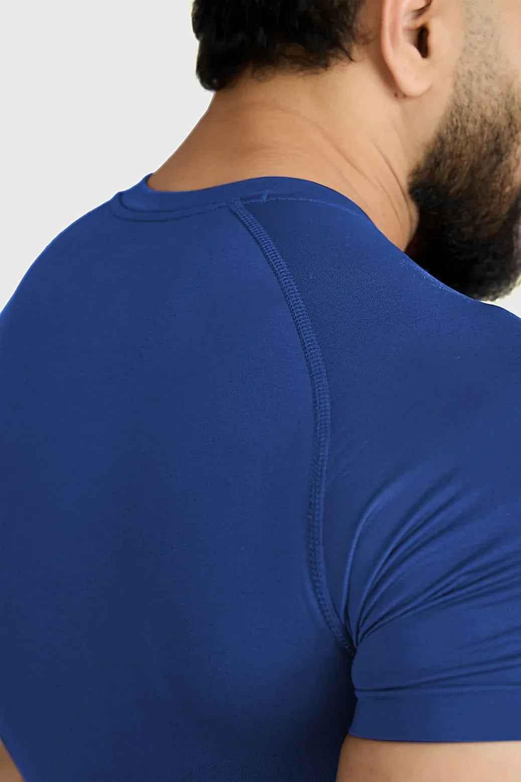 Blue Power Seamless T-shirt by Fuaark Nz featuring a logo, made from breathable, stretchy fabric for comfortable wear.