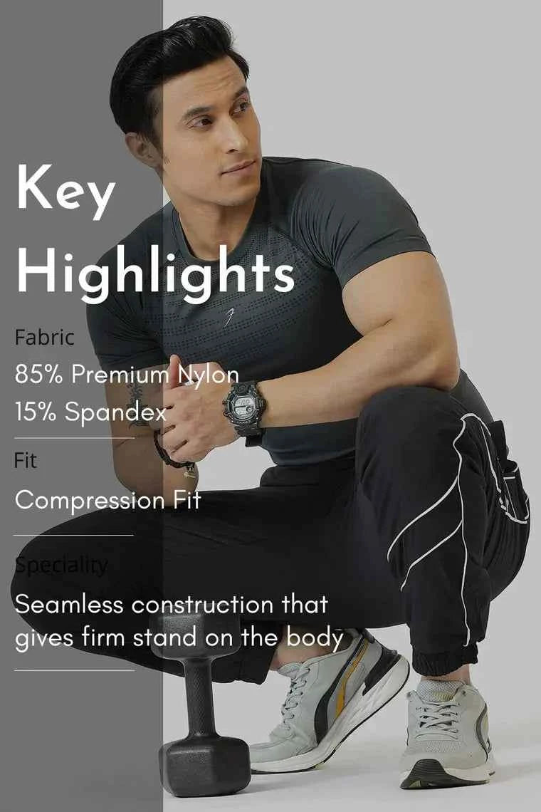 Fuaark Nz Power Seamless Grey T-shirt displayed flat, showcasing its smooth, fitted design and soft fabric for active wear.