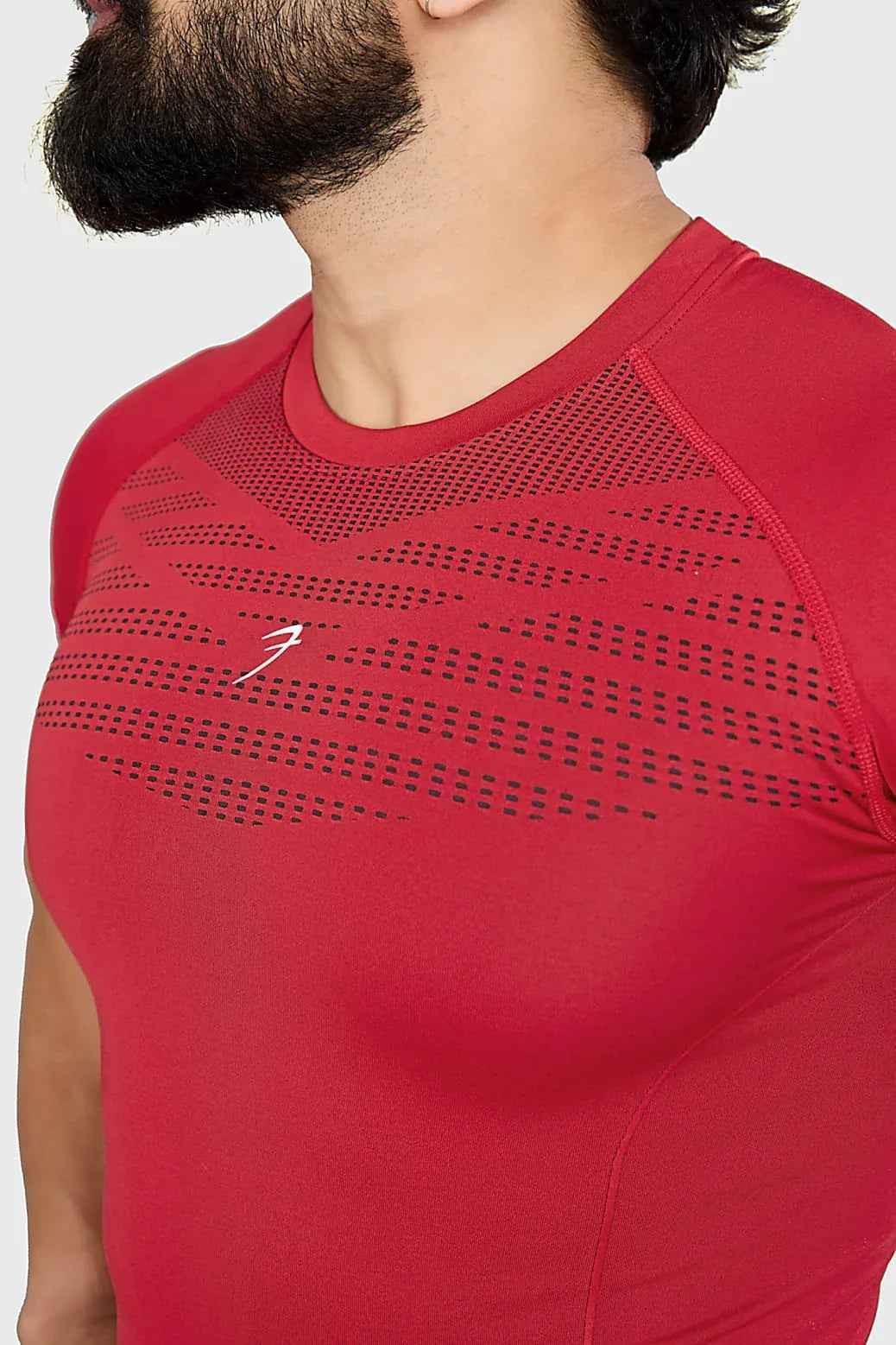 Red Power Seamless T-shirt by Fuaark Nz featuring a logo design, made from breathable, comfortable fabric.
