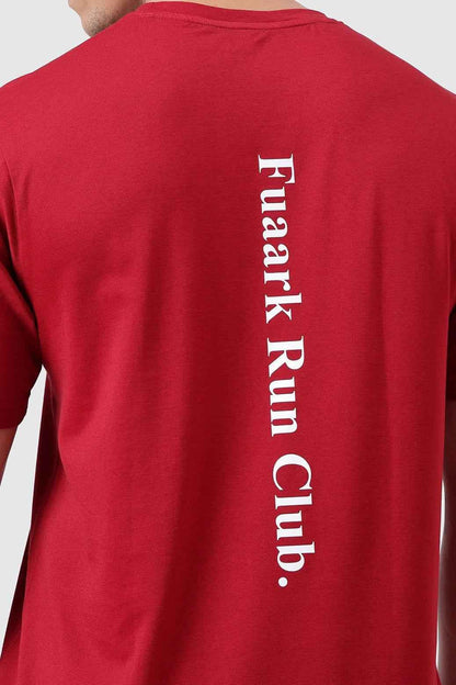 Fuaark Nz Pulse Deep Red running T-shirt for men, made of lightweight fabric with a crew neck and short sleeves.