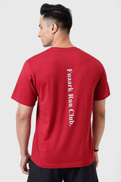 Fuaark Nz Pulse Deep Red running T-shirt for men, lightweight and breathable fabric, designed for comfort and performance.