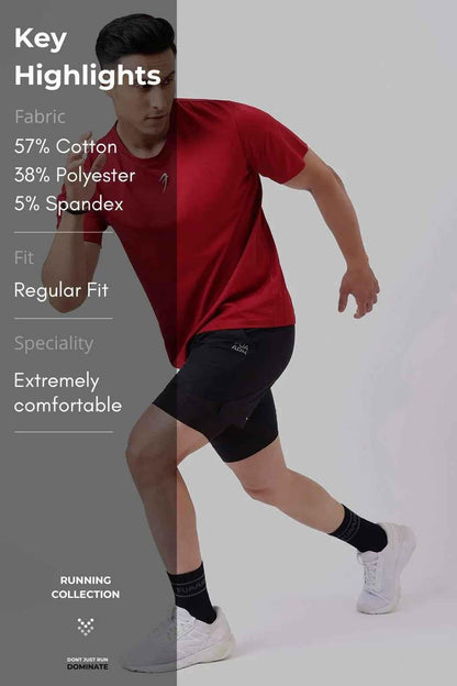 Fuaark Nz Pulse Deep Red Running T-Shirt, lightweight and breathable athletic T-shirt designed for comfort and performance.