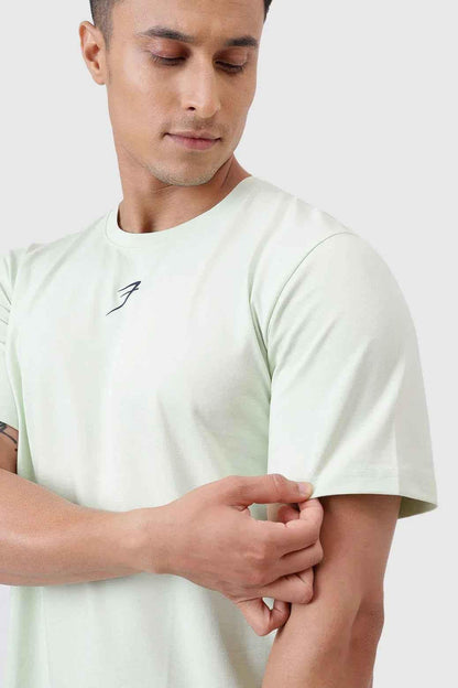 Fuaark Nz Pulse Light Green Running T-Shirt, men's athletic tee designed for comfort and performance during exercise.