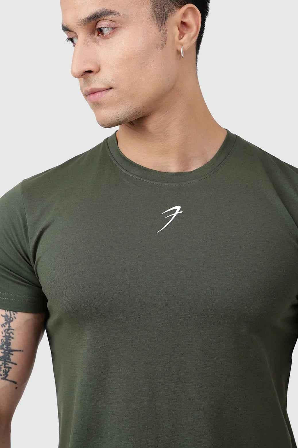 Fuaark Nz Pulse Olive T-shirt, soft cotton casual tee with a trendy olive green color, perfect for everyday comfort.
