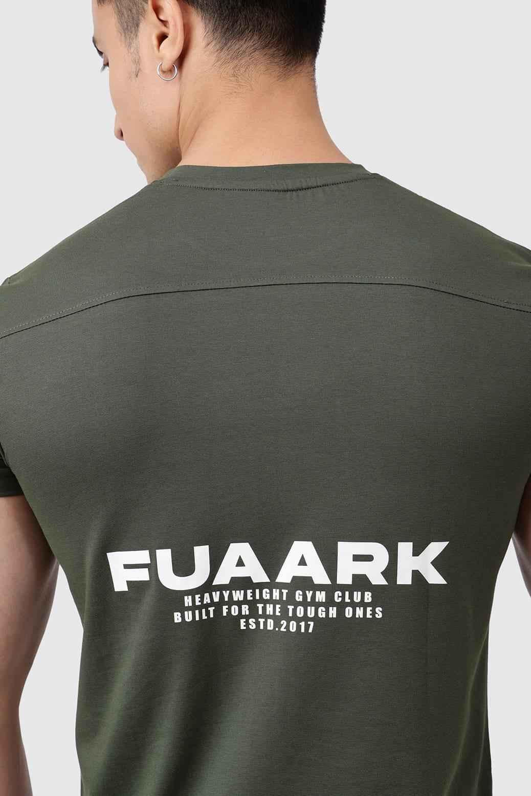 Fuaark Nz Pulse Olive T-shirt, casual men's T-shirt in olive green, showcasing comfortable fit and trendy style for everyday wear