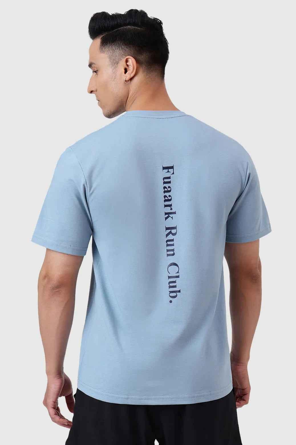 Light blue Pulse Running T-shirt by Fuaark Nz, casual athletic tee with breathable fabric and comfortable fit.