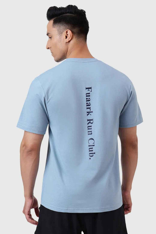 Light blue Pulse Running T-shirt by Fuaark Nz, casual athletic tee with breathable fabric and comfortable fit.