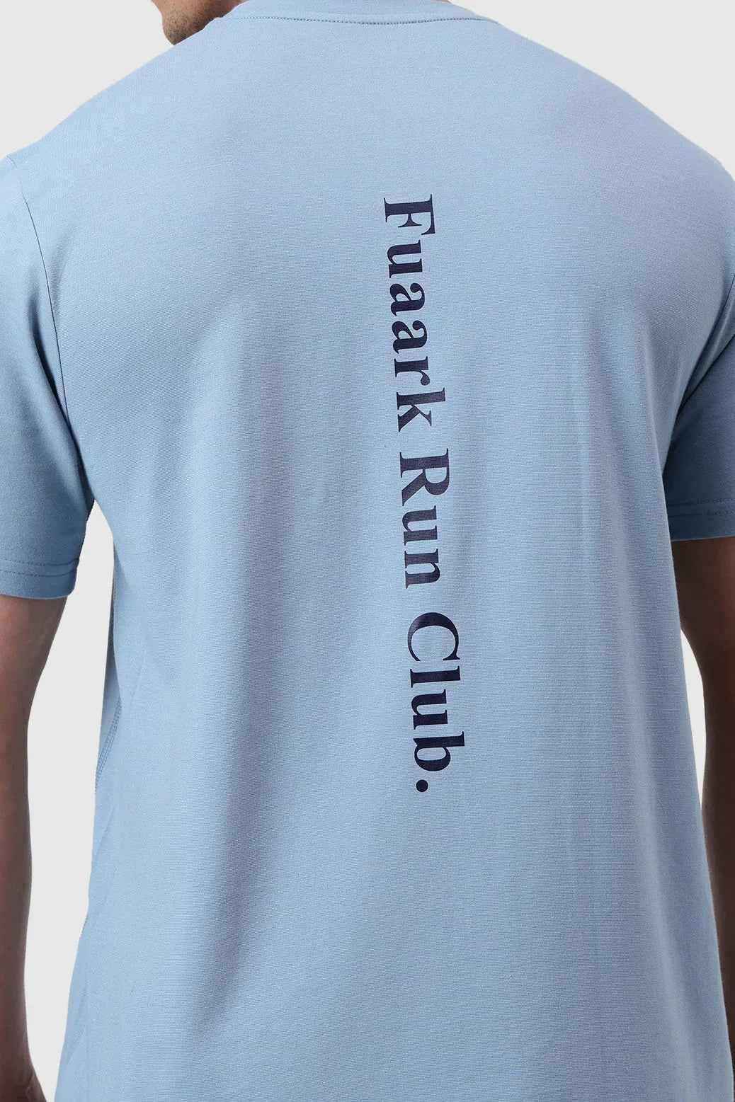 Light blue Pulse Running T-shirt by Fuaark Nz, casual athletic tee with breathable fabric and athletic fit.